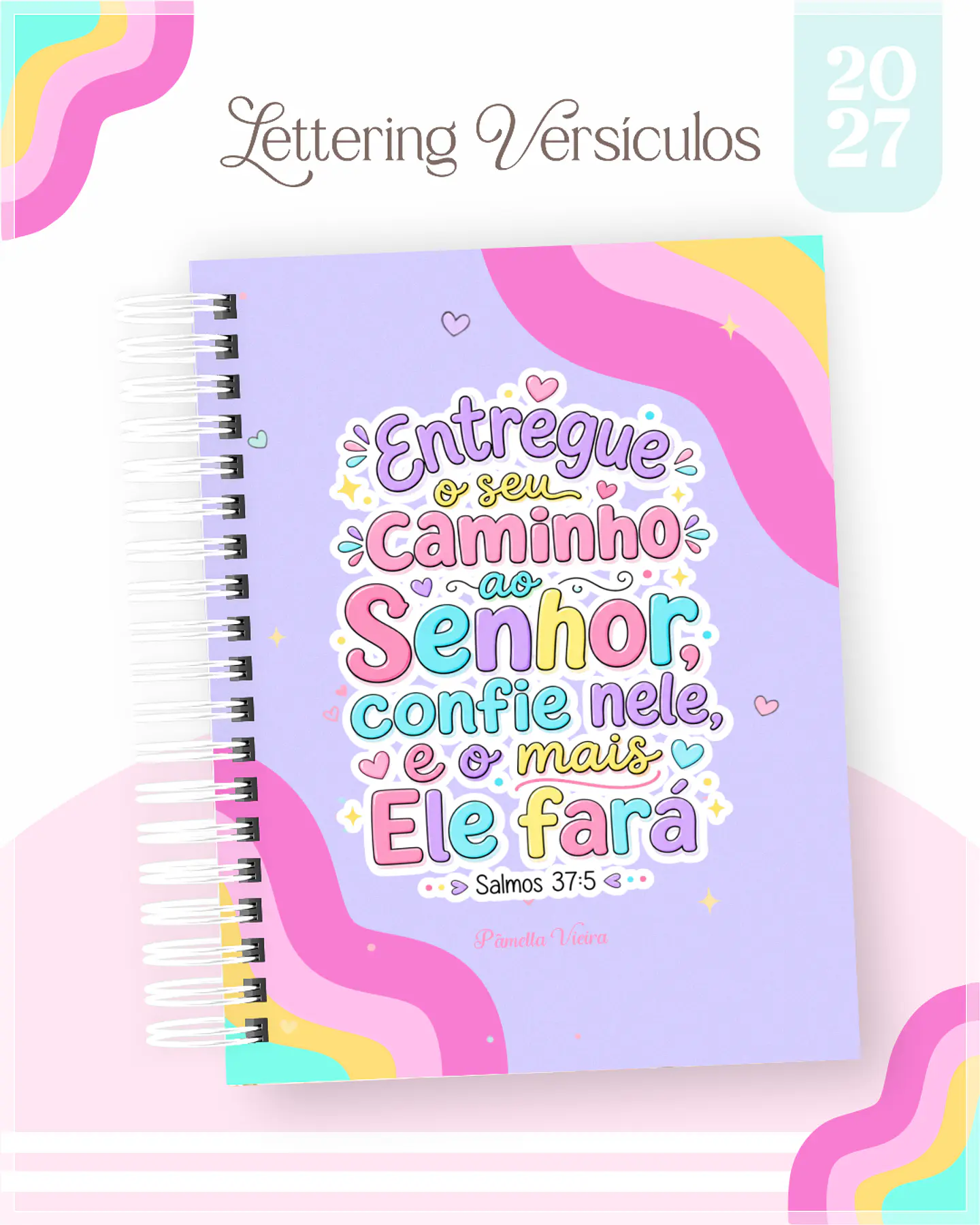 Encadernação - Agenda , Bloquinho , Calendário e Planner Lettering Versículos 1