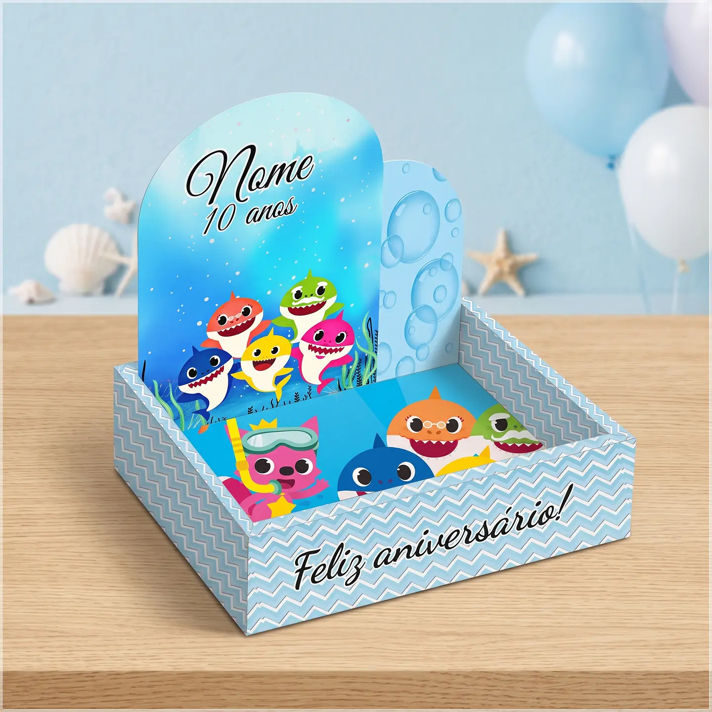 Arquivo de Corte - Caixa Cenario Baby Shark 1