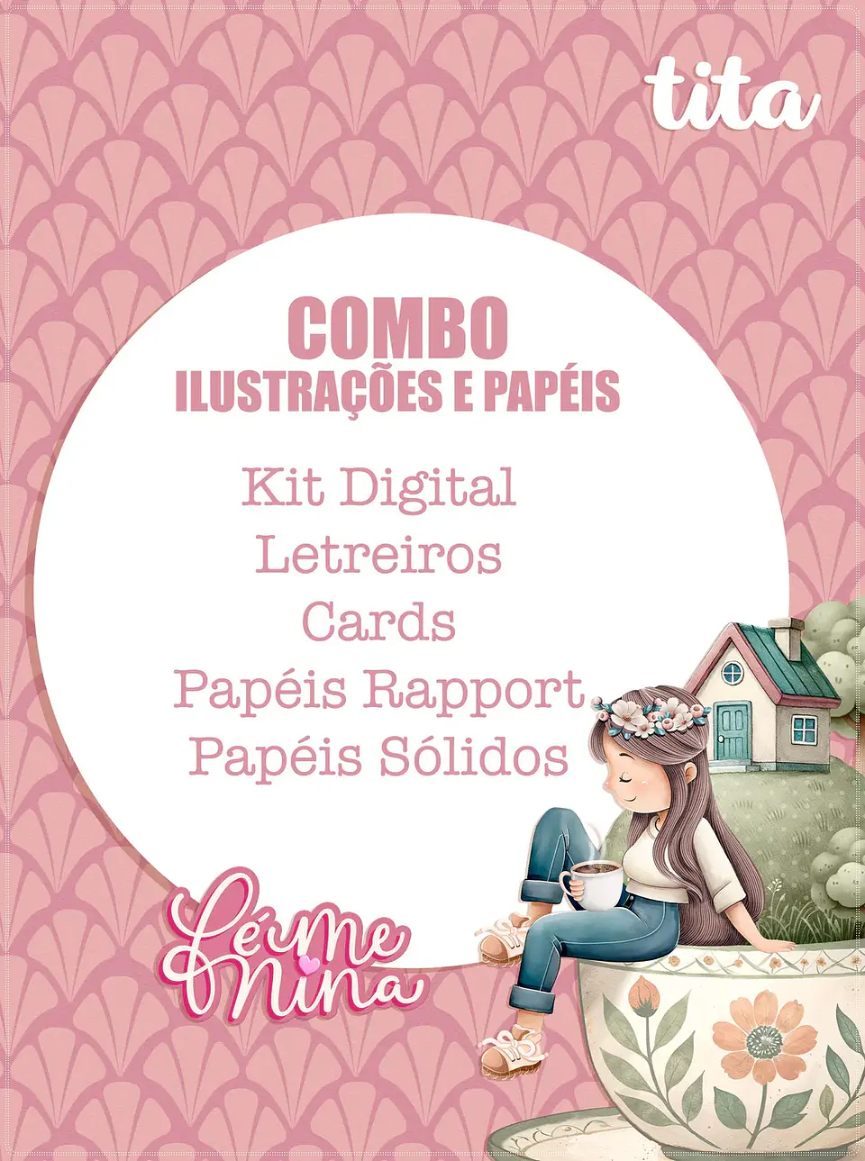 Kit Digital Fé Menina Combo Ilustrações e Papéis 132 1