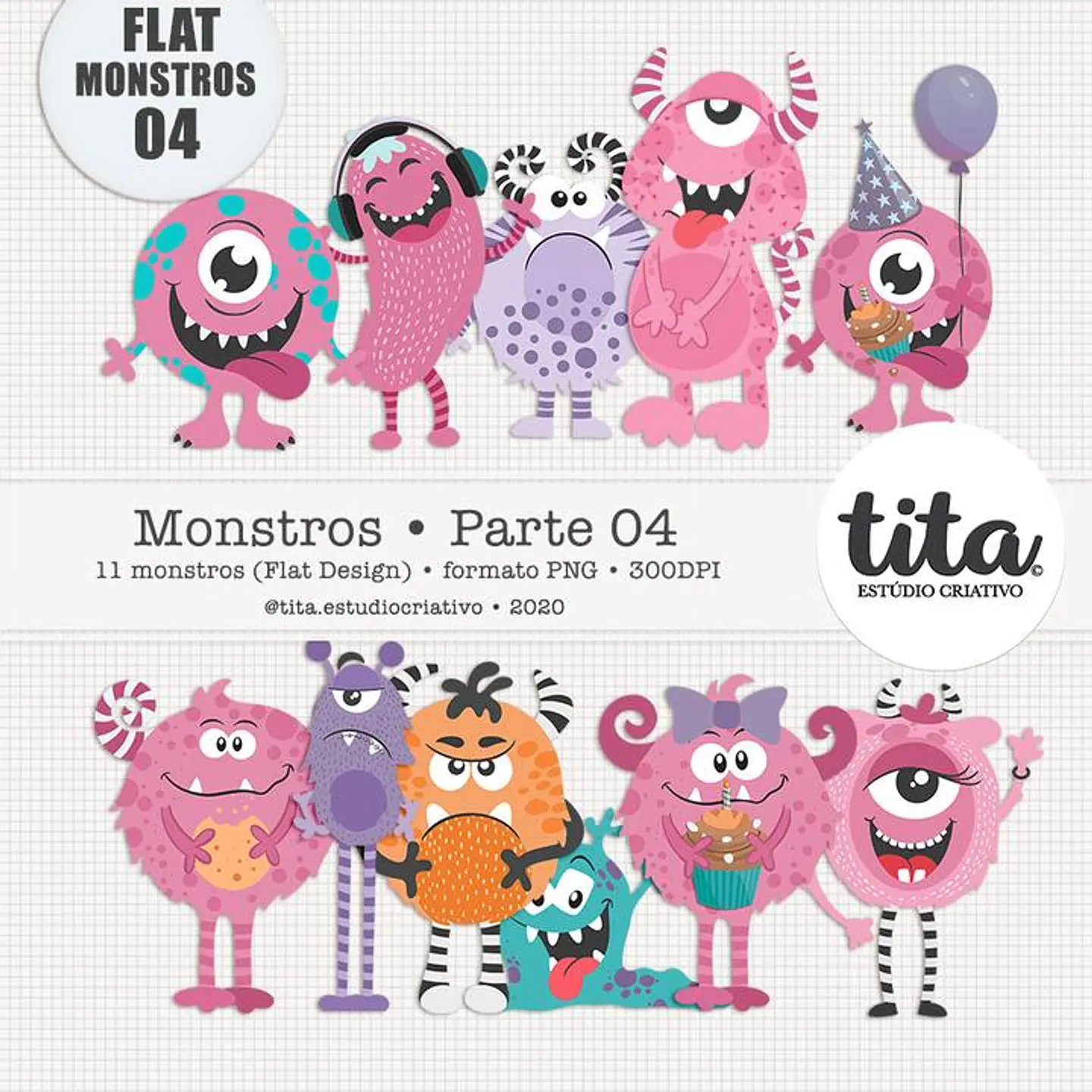 Kit Digital Monstros Parte 04 (Flat Design) 194 1