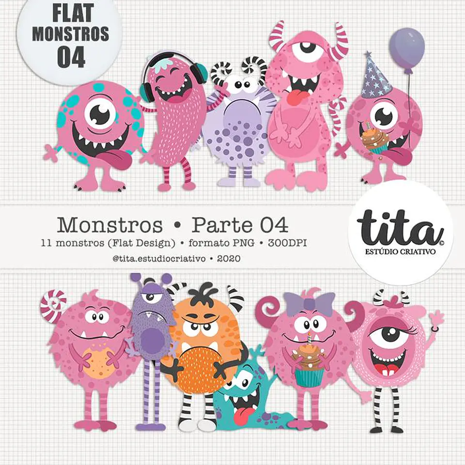 Kit Digital Monstros Parte 04 (Flat Design) 194 1