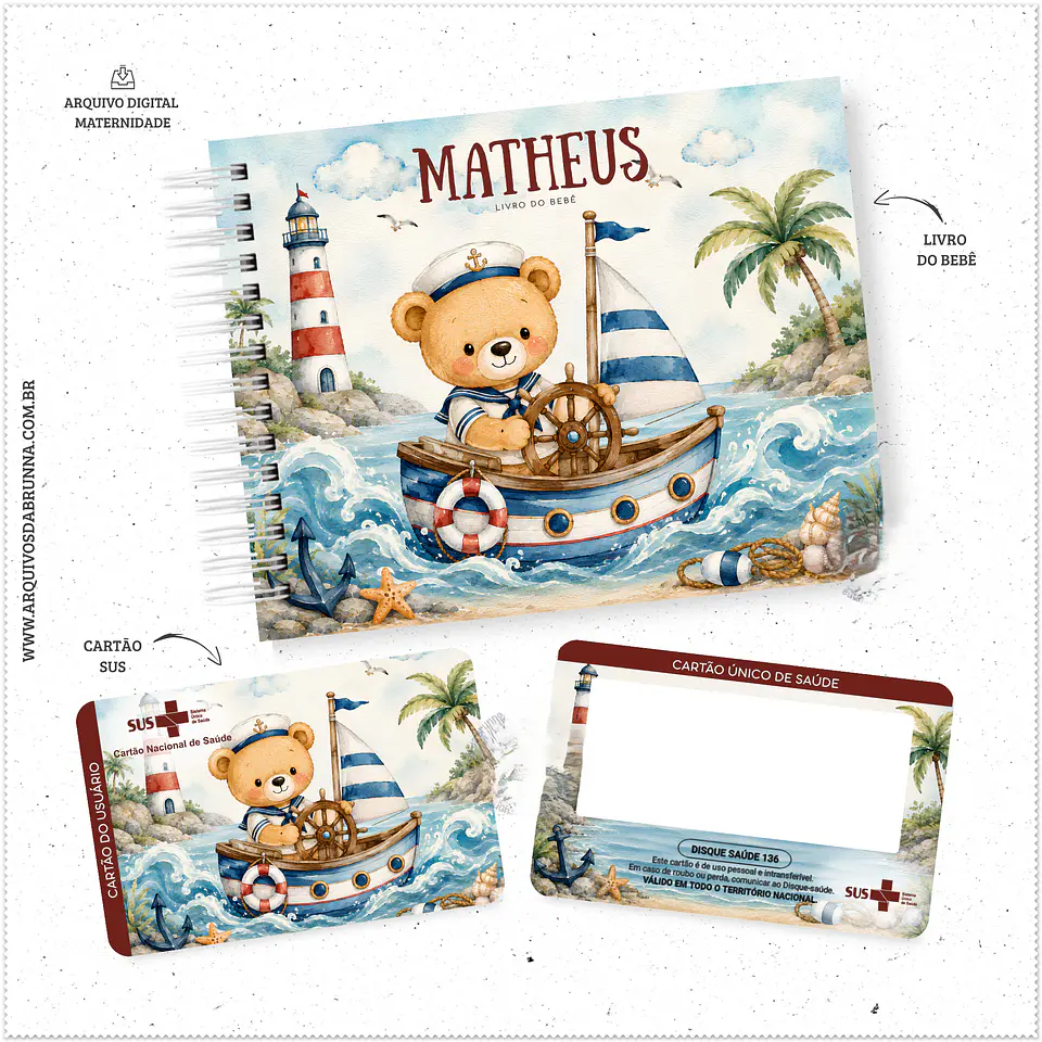 Encadernação - Capa Livro do bebê Ursinho Marinheiro 1