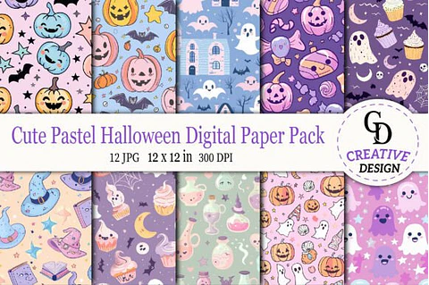 Kit Digital Papeis Pastel Halloween 8