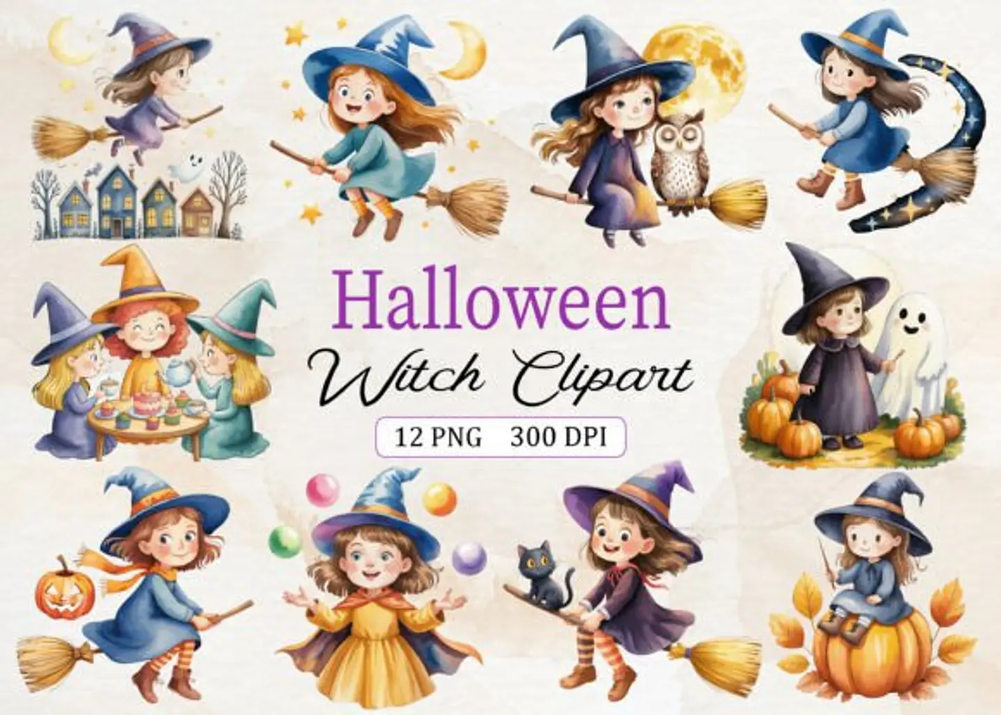 Kit Digital Halloween Bruxas 5 1
