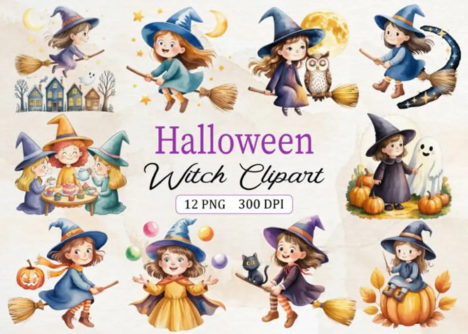 Kit Digital Halloween Bruxas 5 1