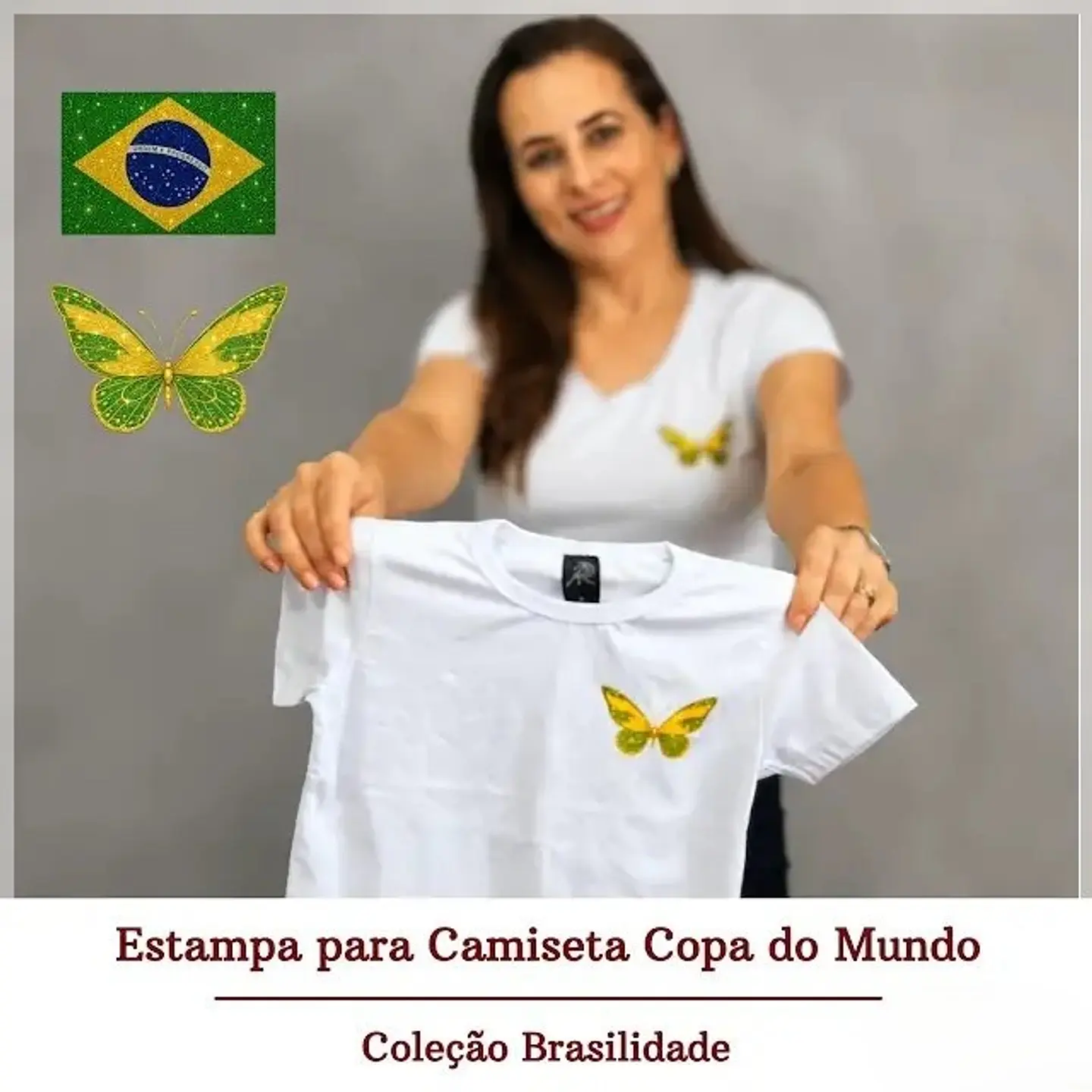 Sublimação - Camiseta Borboleta e Bandeira Brasil 1