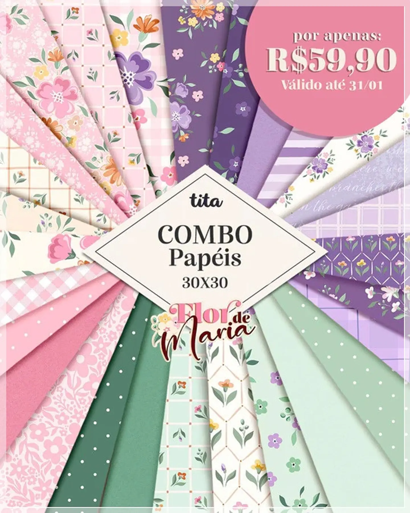 Kit Digital Flor de Maria Combo Papéis 115 1