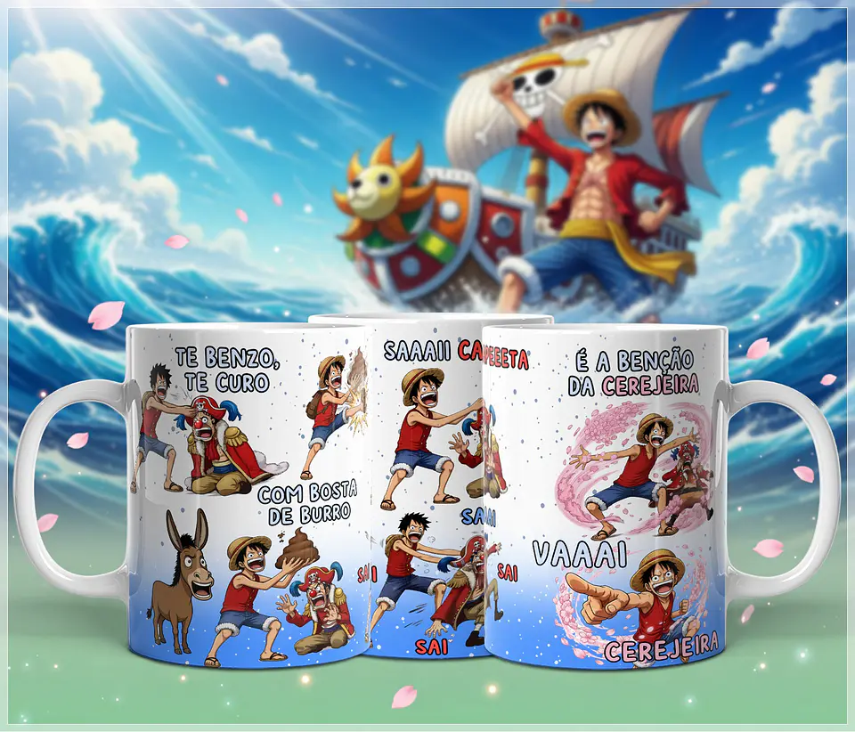 Sublimação Caneca - Te Benzo, te Curo... One Piece Luffy 1