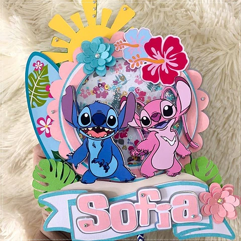 Arquivo de Corte Topo de Bolo Stitch e Angel 8