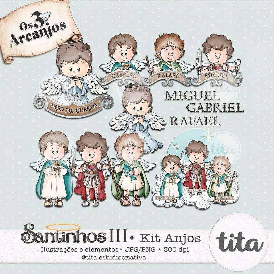 Kit Digital Ilustrações Santinhos Arcanjos 151 1