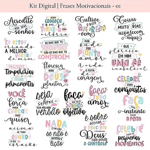 Kit Digital Frases Motivacionais Lettering 5