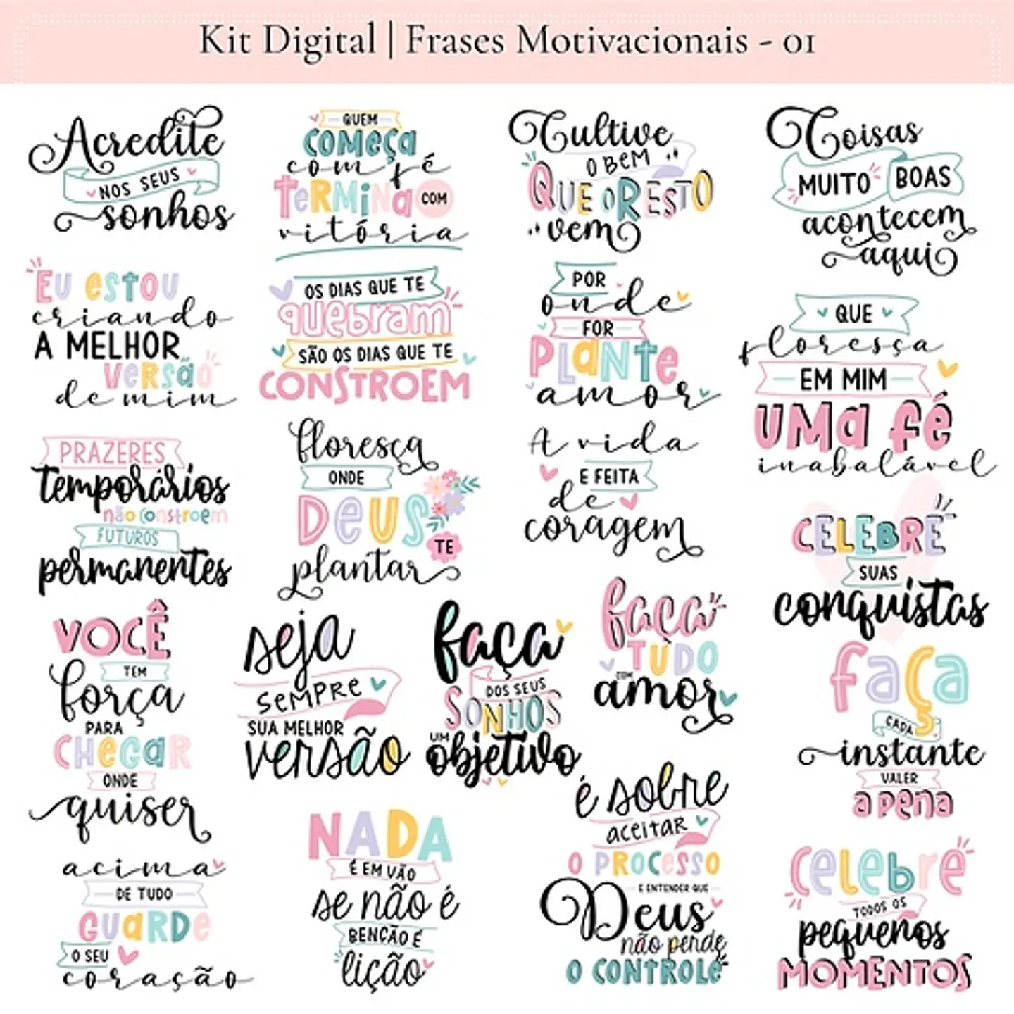 Kit Digital Frases Motivacionais Lettering 5 1