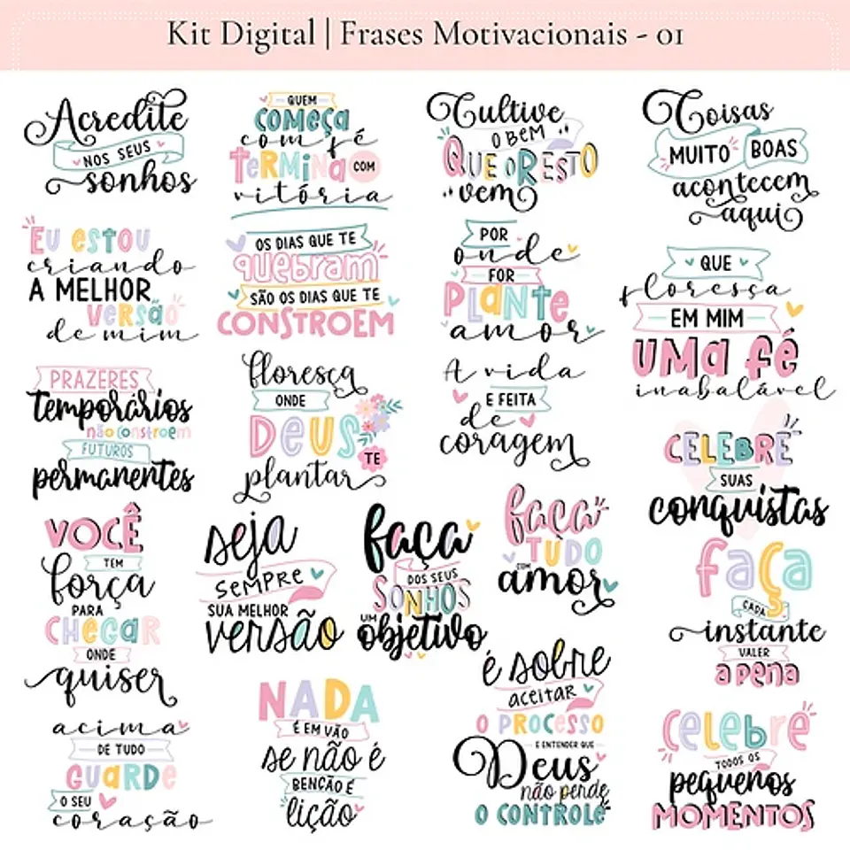 Kit Digital Frases Motivacionais Lettering 5 1