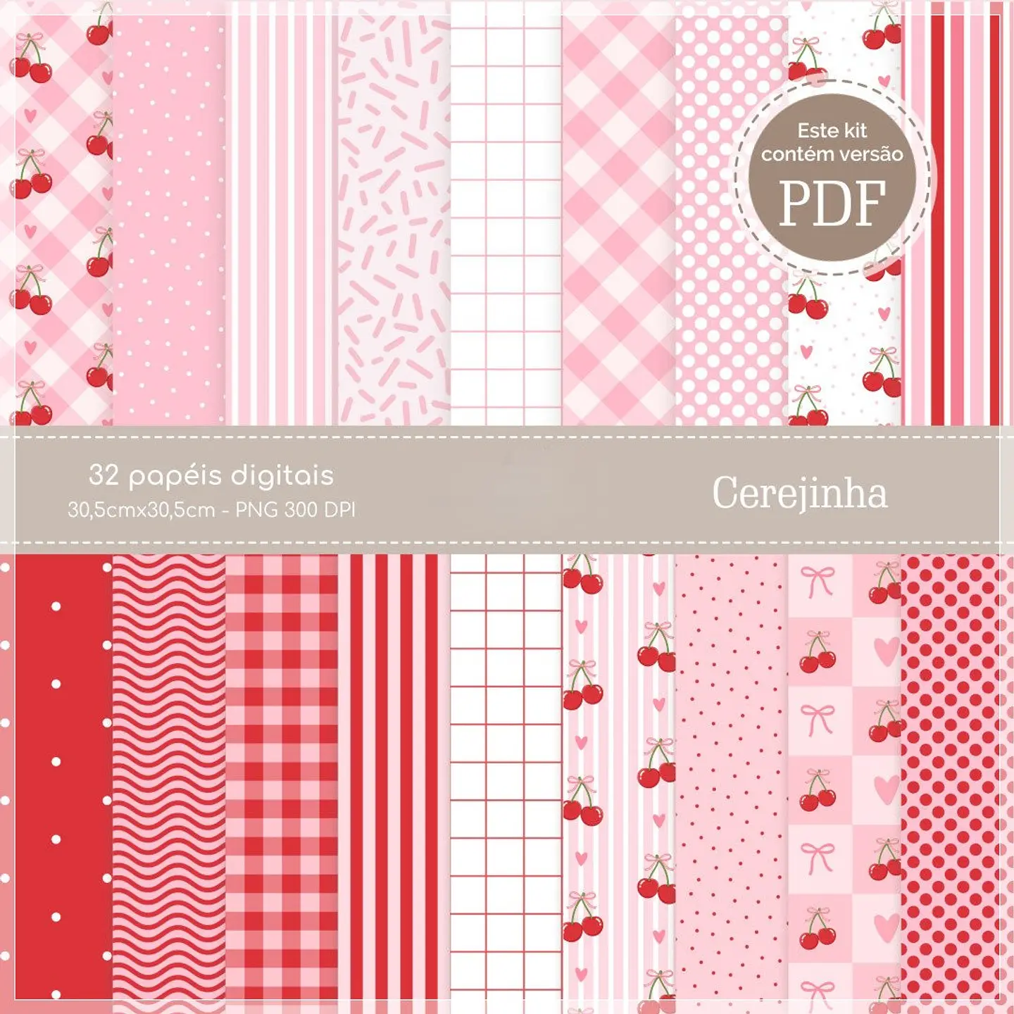 Kit Digital Cerejinha Papeis Digitais 2 1