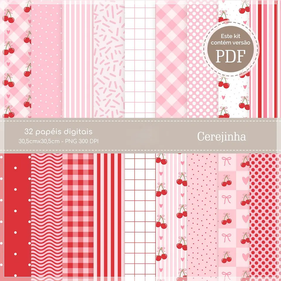 Kit Digital Cerejinha Papeis Digitais 2 1