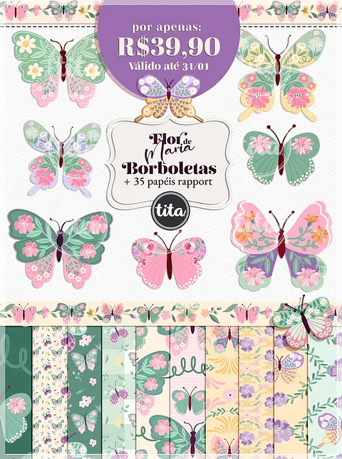Kit Digital Flor de Maria Kit Extra Borboletas 116