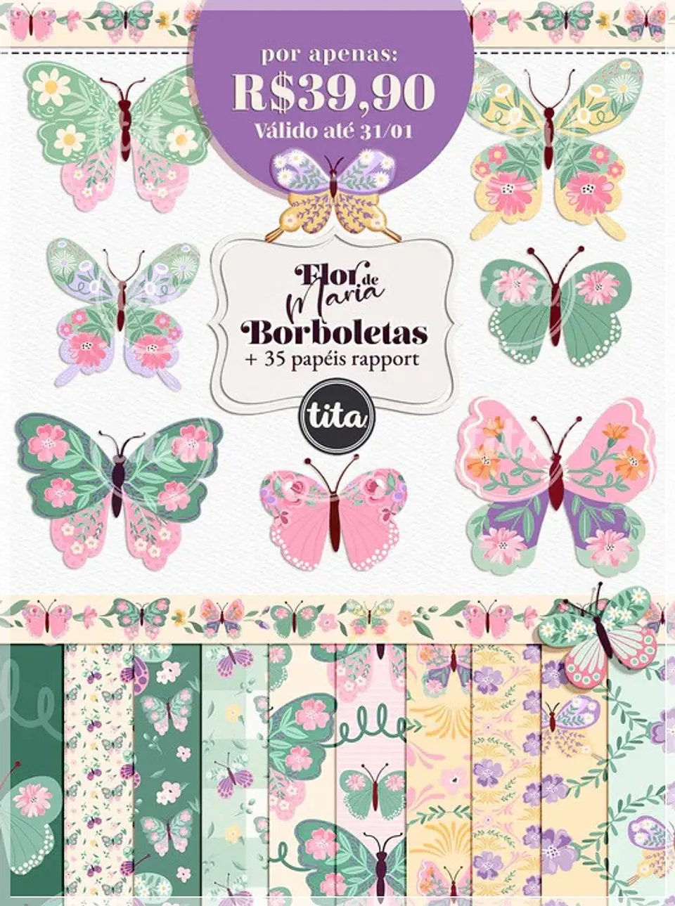Kit Digital Flor de Maria Kit Extra Borboletas 116 1