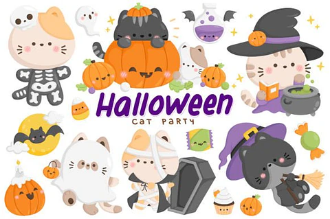 Kit Digital Halloween Cat Party 4
