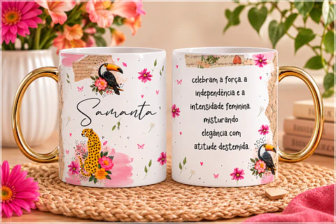 Sublimação - Caneca Onça Floral