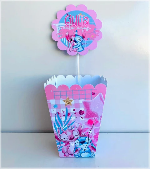 Arquivo de Corte Centro de Mesa Cachepô Stitch e Angel 83