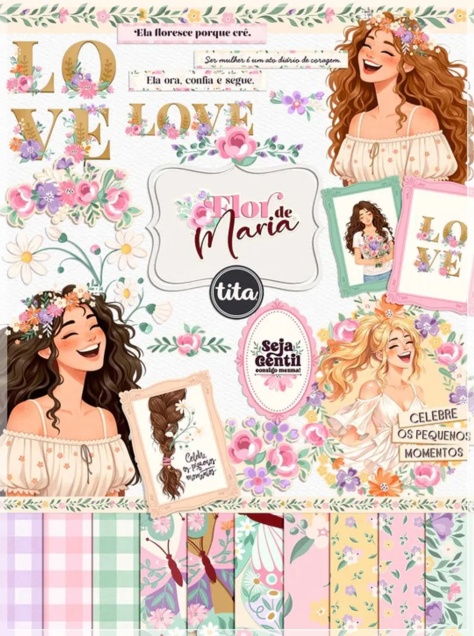 Kit Digital Floral Flor de Maria 118 1