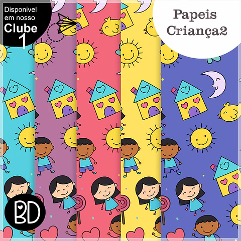 Kit Digital Papéis Crianças Doodle 8