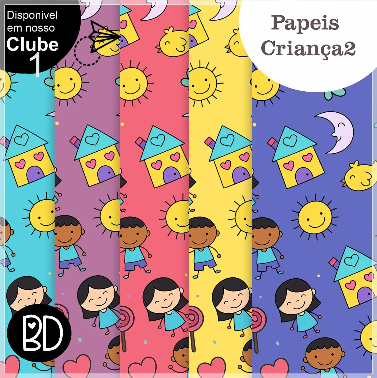 Kit Digital Papéis Crianças Doodle 8 1