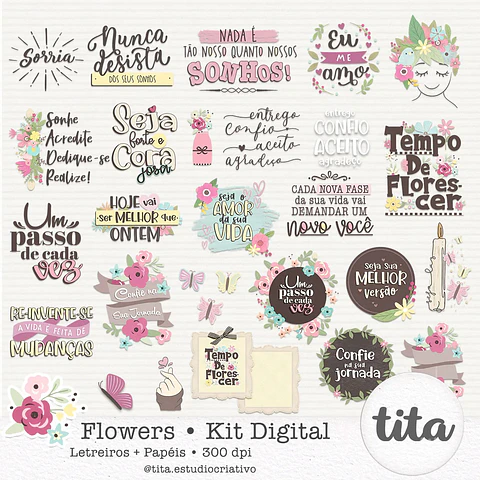 Kit Digital Frases e Flores 129