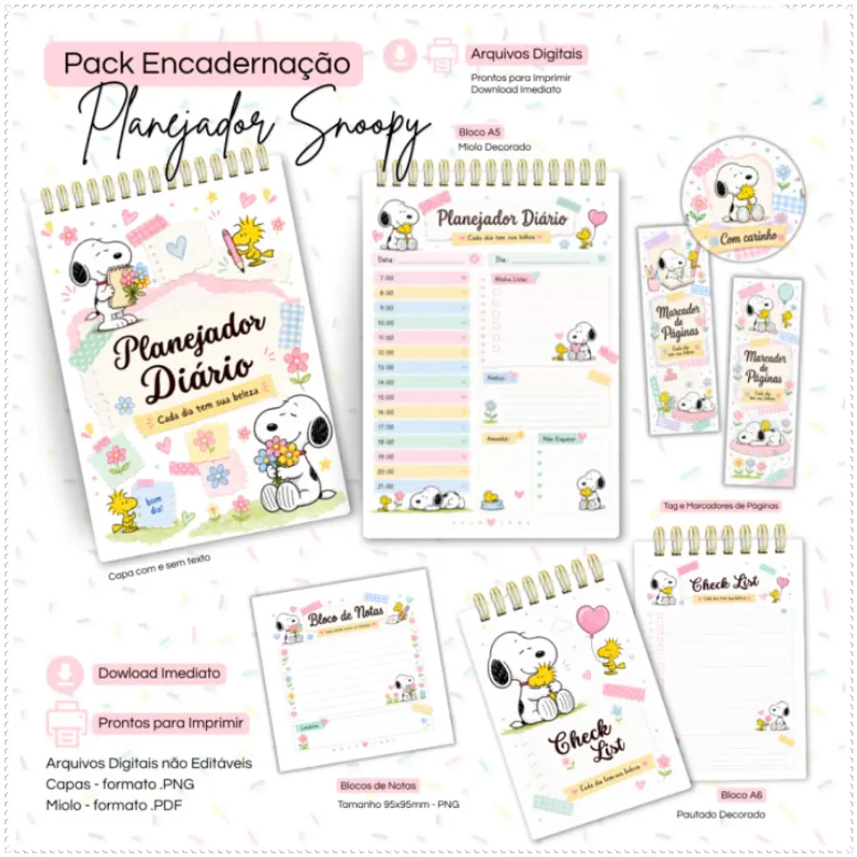 Encadernação - Pack Planejador Snoopy 1