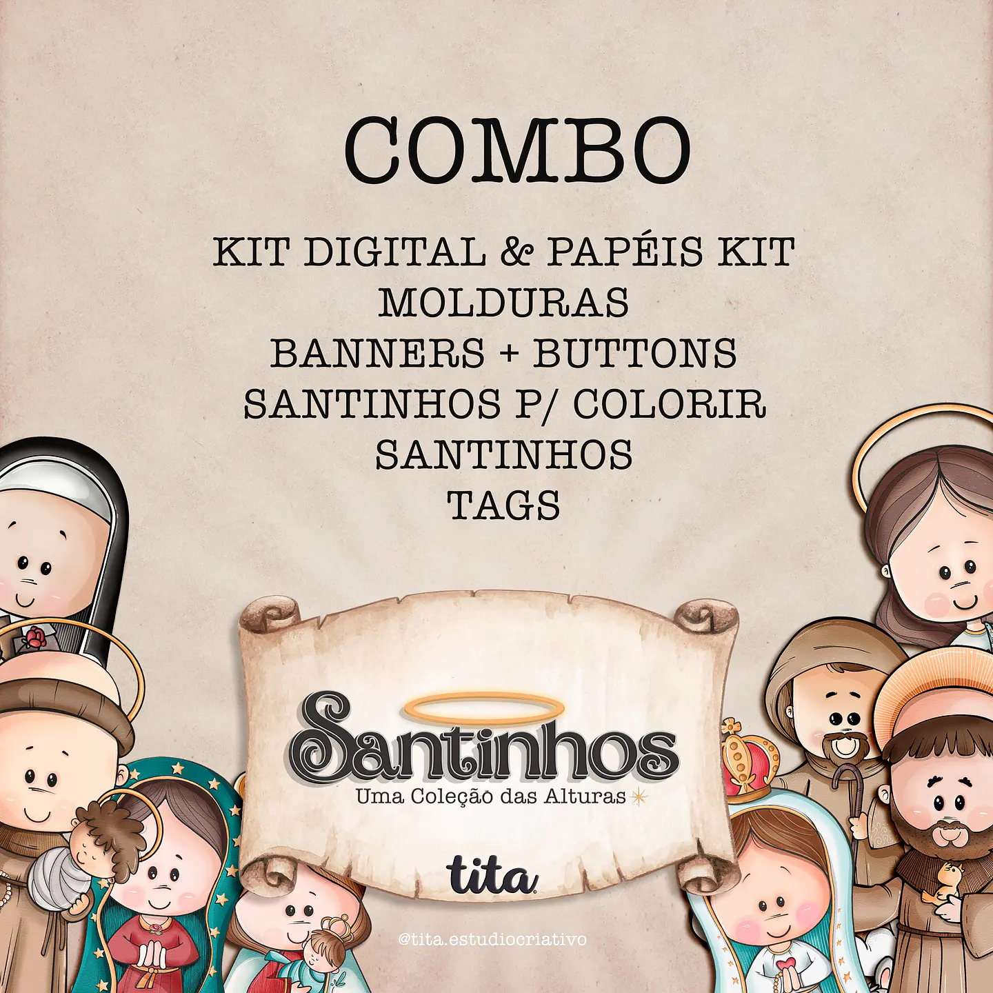 Kit Digital Combo Santinhos Ilustrações 91 1