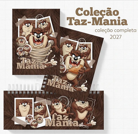 Encadernação - Coleção Taz Mania Adesivos , Agendas , Blocos , Cadernos e Calendários