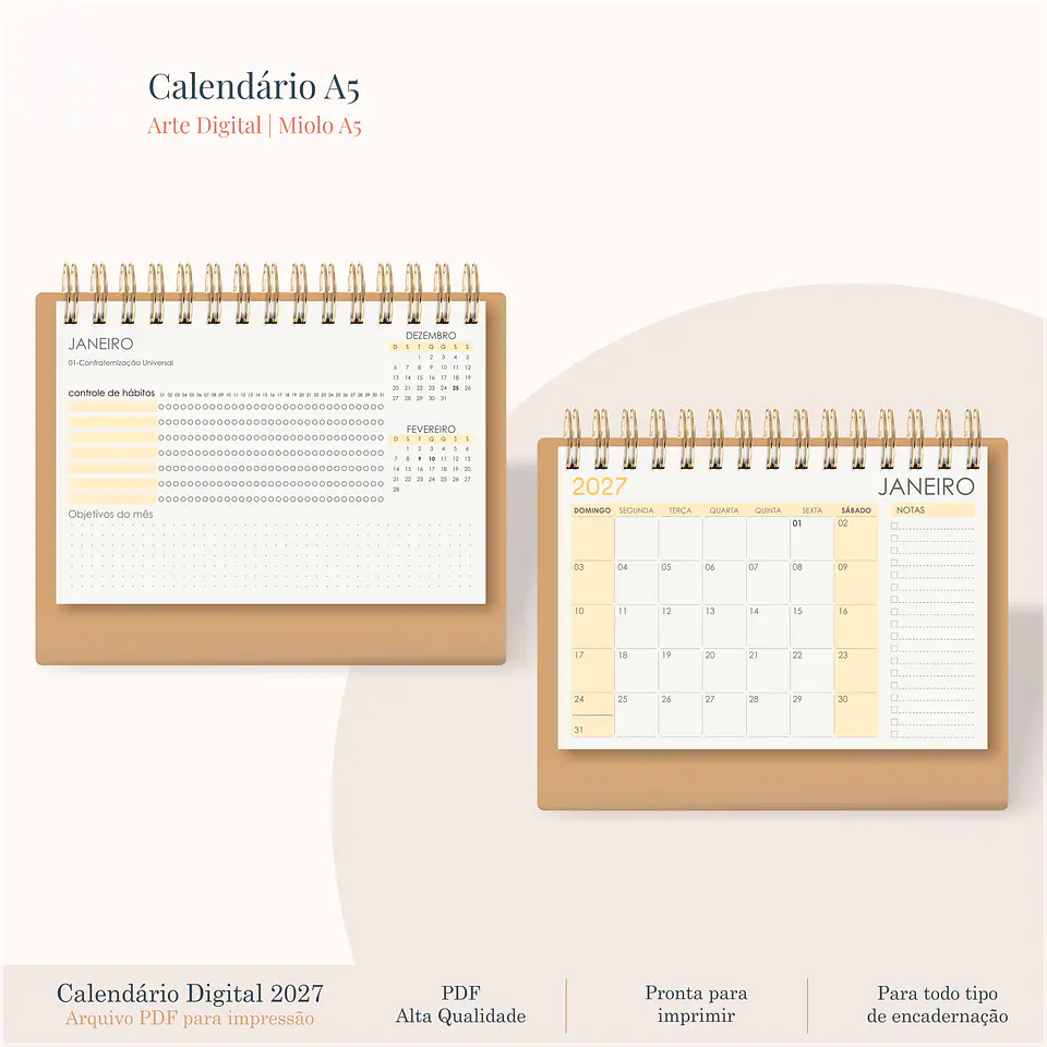Encadernação - Calendários A5 1