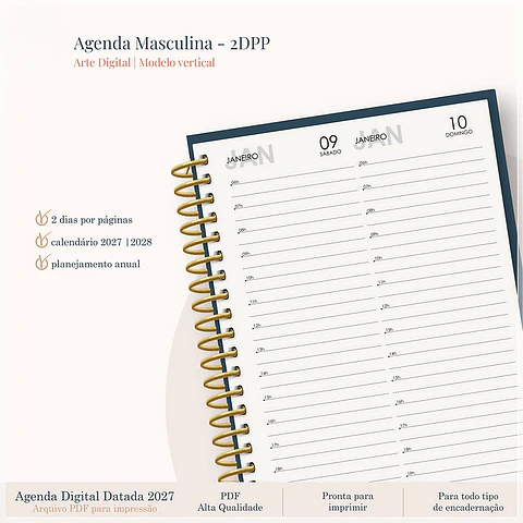 Encadernação - Agenda Masc Vertical 27 2Dpp