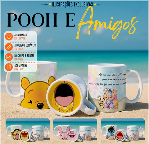 Sublimação - Canecas Pooh e Amigo Bocão