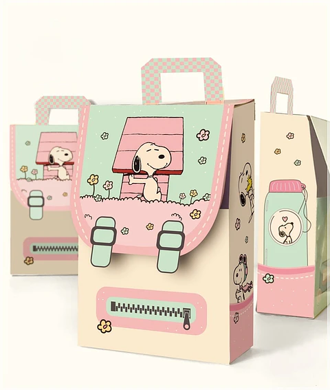 Arquivo de Corte Caixa Mochila Snoopy Rosa 8
