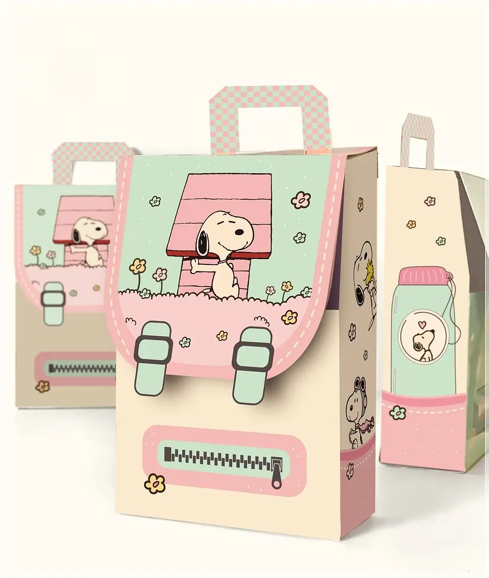Arquivo de Corte Caixa Mochila Snoopy Rosa 8 1