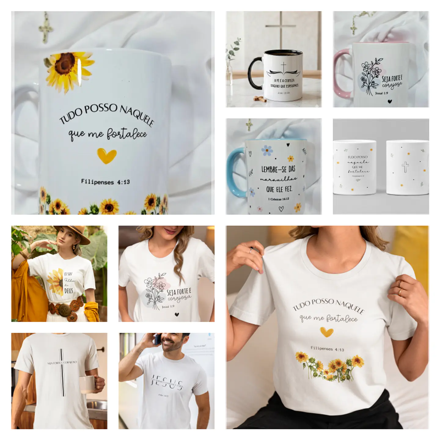 Sublimação Caneca e Camiseta - Coleção Fé 1
