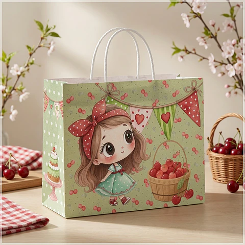 Arquivo de Corte - Sacolinha Menina Cerejinha 3