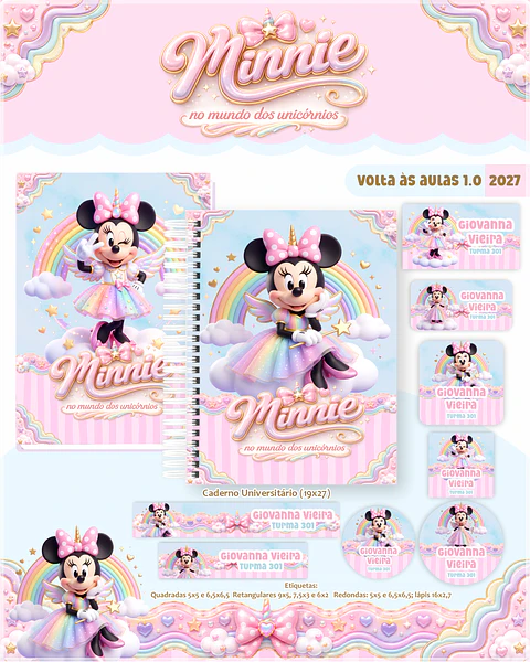 Encadernação - Coleção Escolar 1.0 Minnie Unicórnio