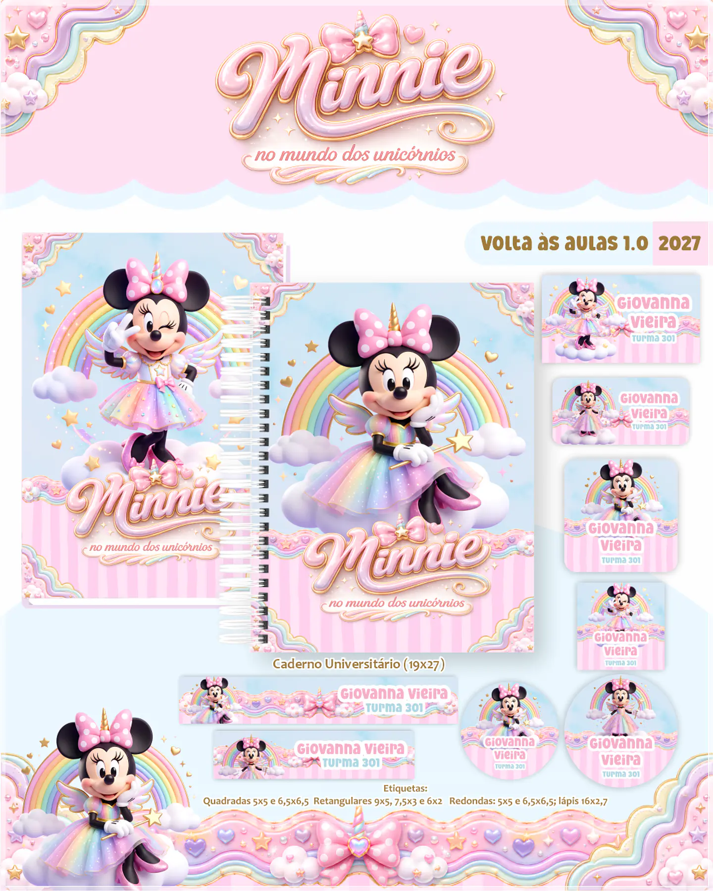 Encadernação - Coleção Escolar 1.0 Minnie Unicórnio 1