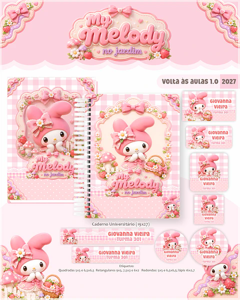 Encadernação - Coleção Escolar 1.0 My Melody no Jardim