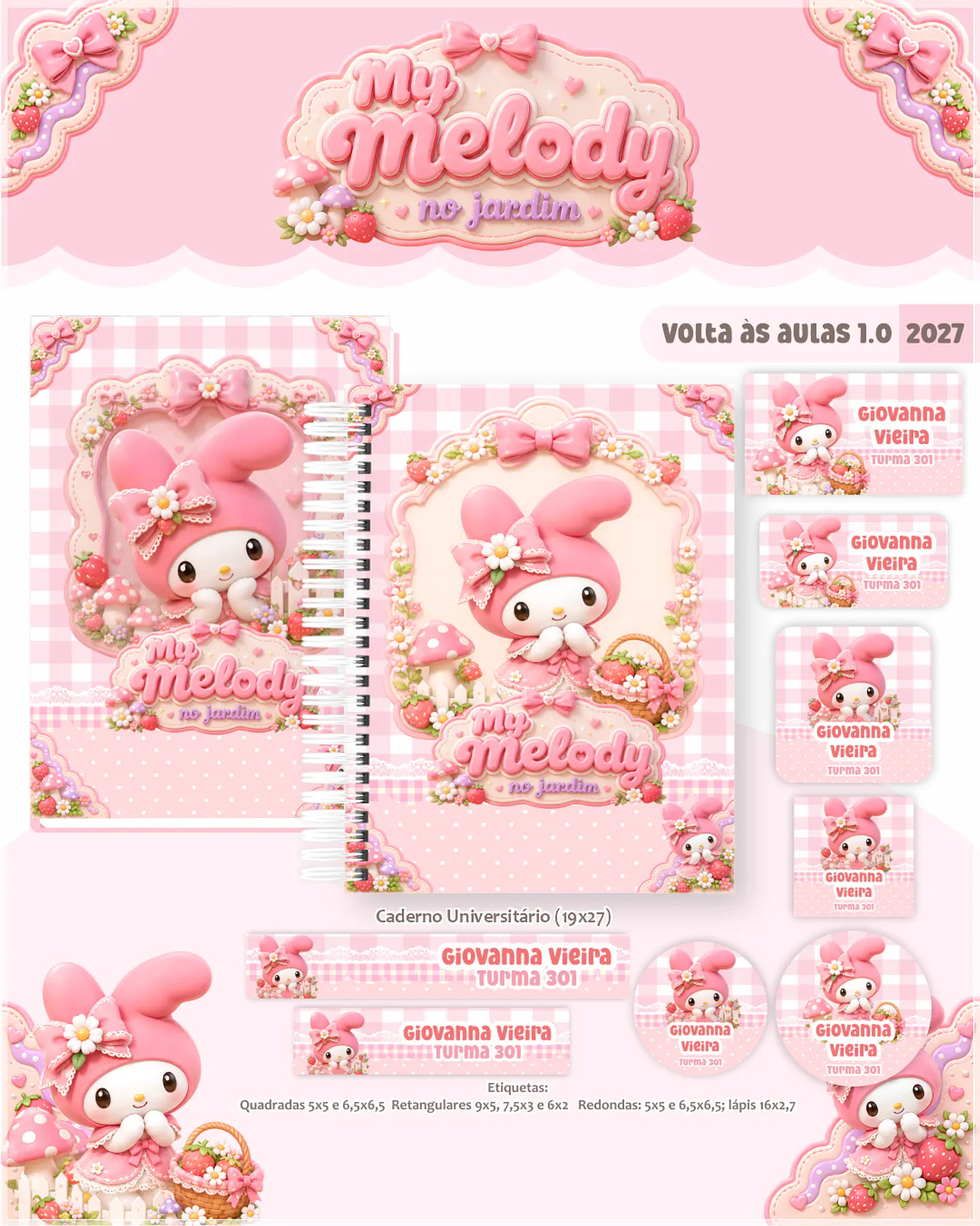 Encadernação - Coleção Escolar 1.0 My Melody no Jardim 1