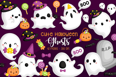 Kit Digital Cute Halloween Ghosts 1
