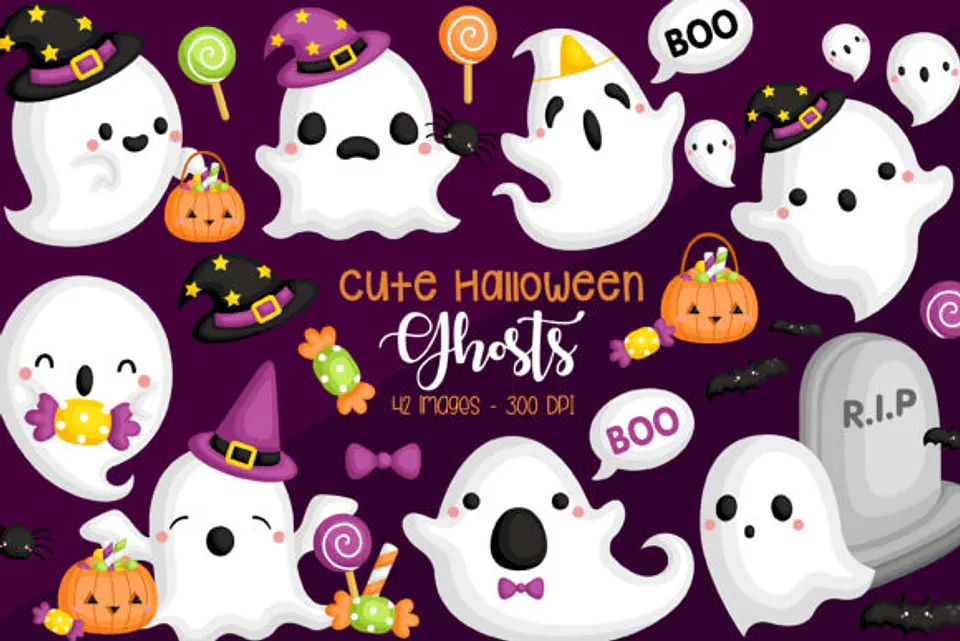 Kit Digital Cute Halloween Ghosts 1 1