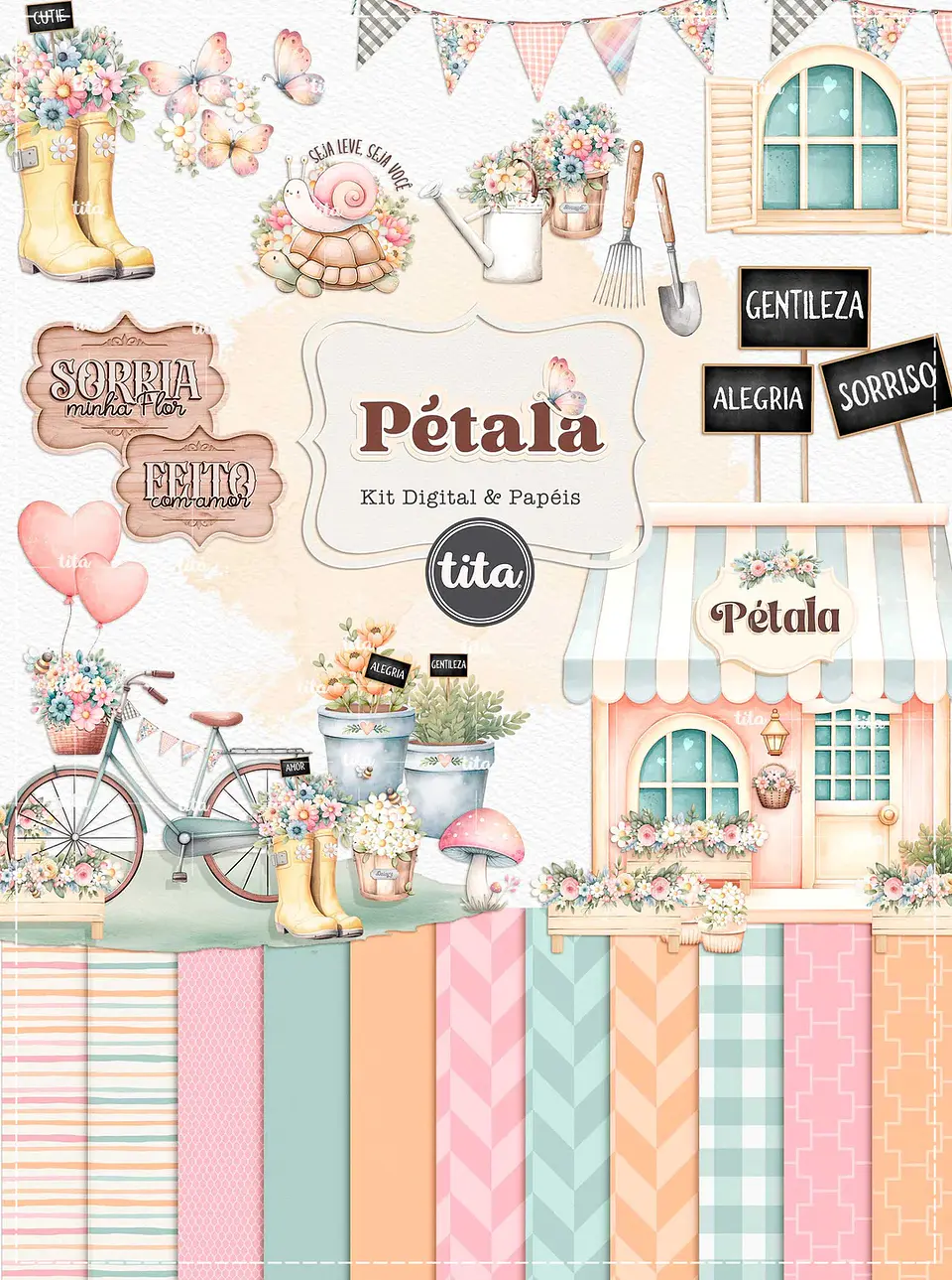 Kit Digital Coleção Pétala Jardim Floral 55 1