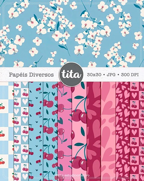 Kit Digital Cerejinha Cherry B Papeis 44