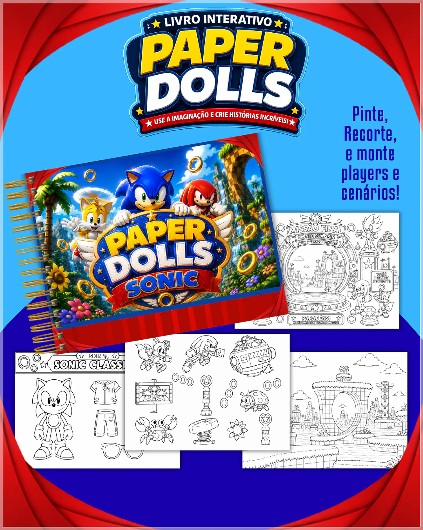 Encadernação - Paper Dolls colorir Sonic 1