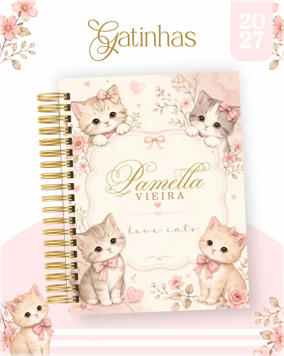 Encadernação - Agenda , Bloquinho , Calendário e Planner Gatinhas 1