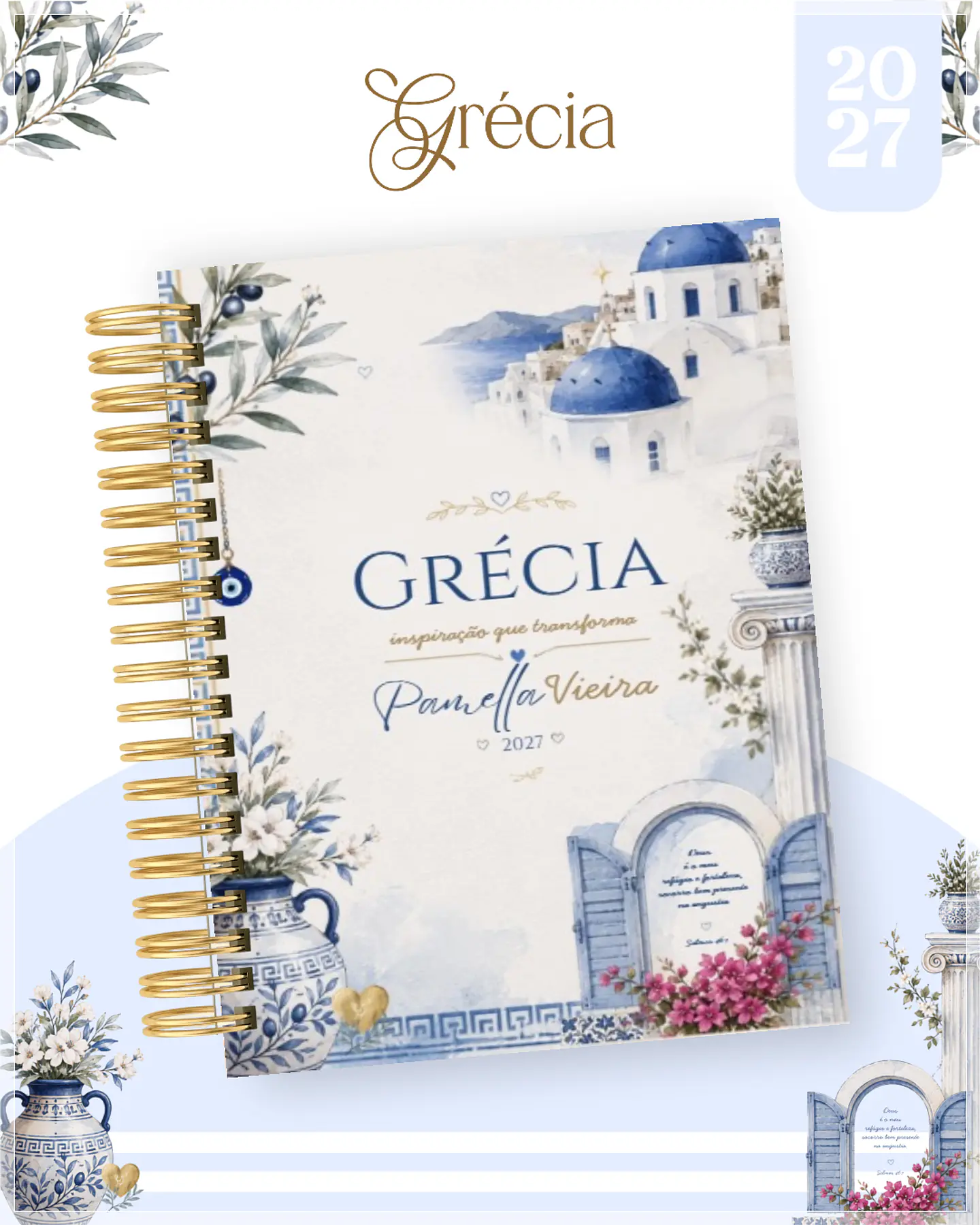 Encadernação - Agenda , Bloquinho , Calendário e Planner Grécia 1