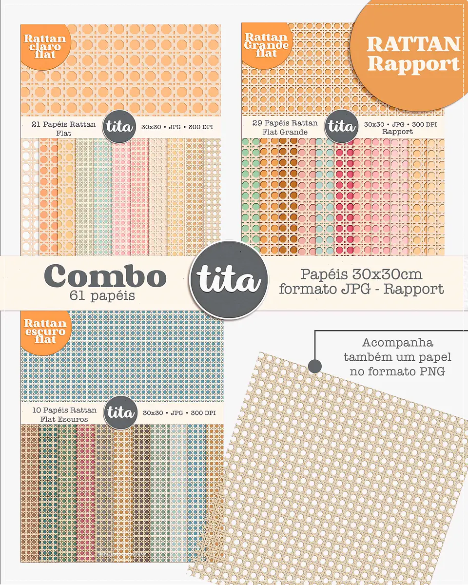 Kit Digital Combo Papeis Rattan 85 1